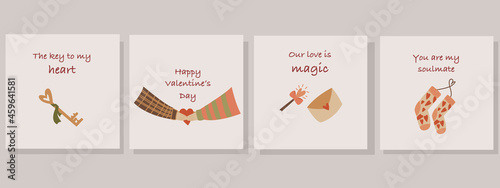 Vector postcards collection  for Valentine s Day. 