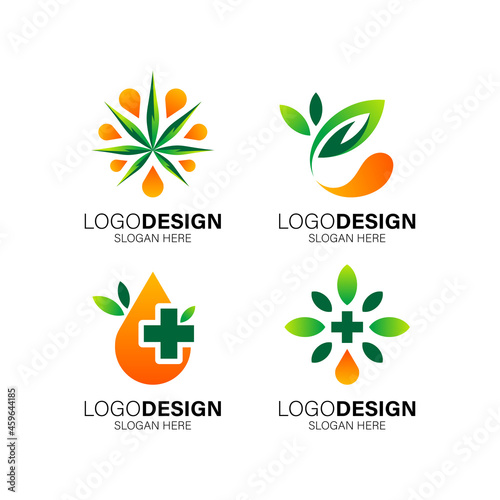 leaf and oil for CBD oil logo design