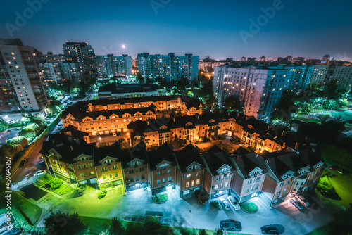 Saint Petersburg cityskape at night from above.  photo