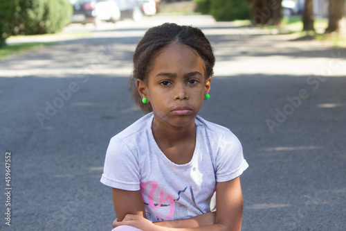 Portrait of an angry multiracial girl	