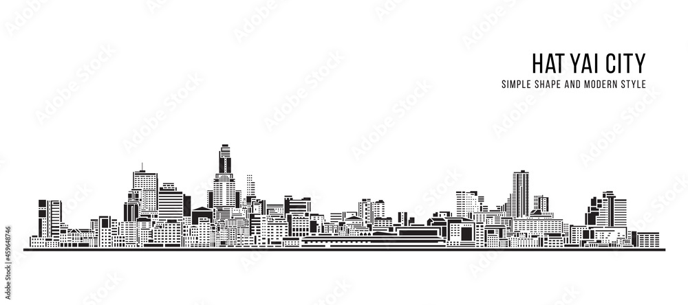 Cityscape Building Simple architecture modern abstract style art Vector Illustration design -  Hat Yai city