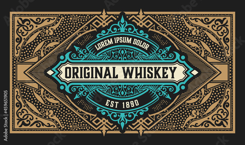 Whiskey label with old frames