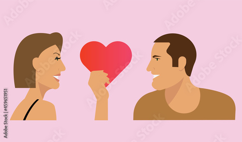 Couple and heart vector illustration