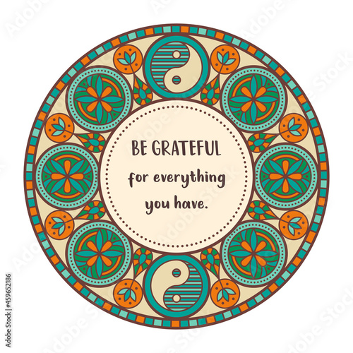 Colorful mandala with motivational quote