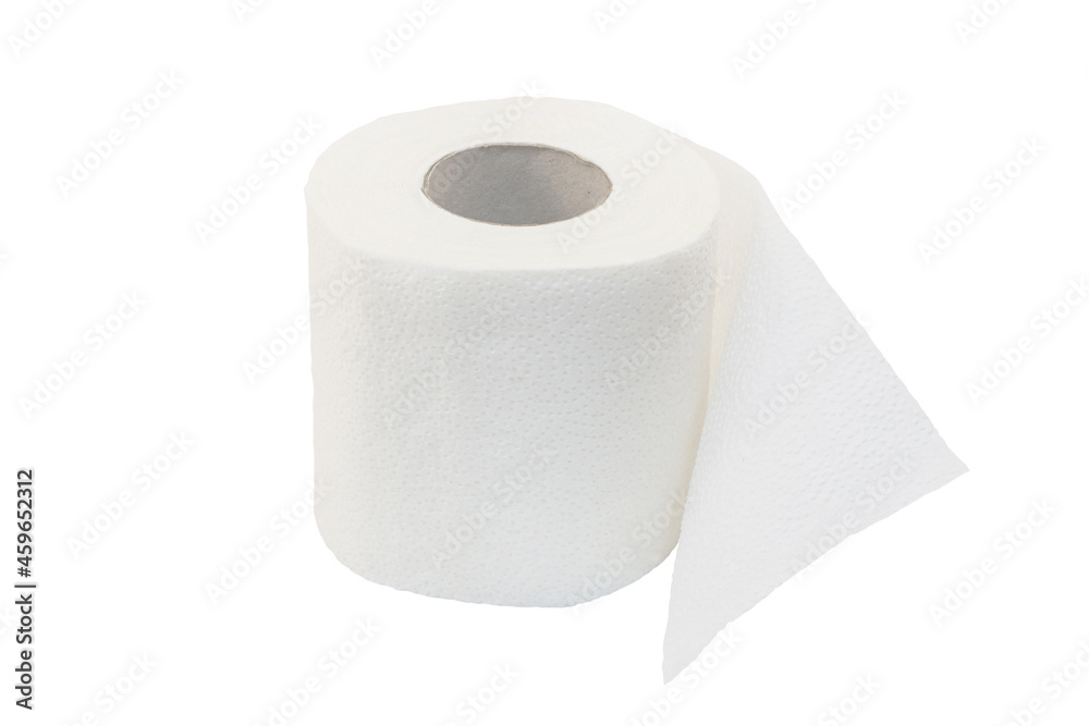 white toilet paper roll on a white background