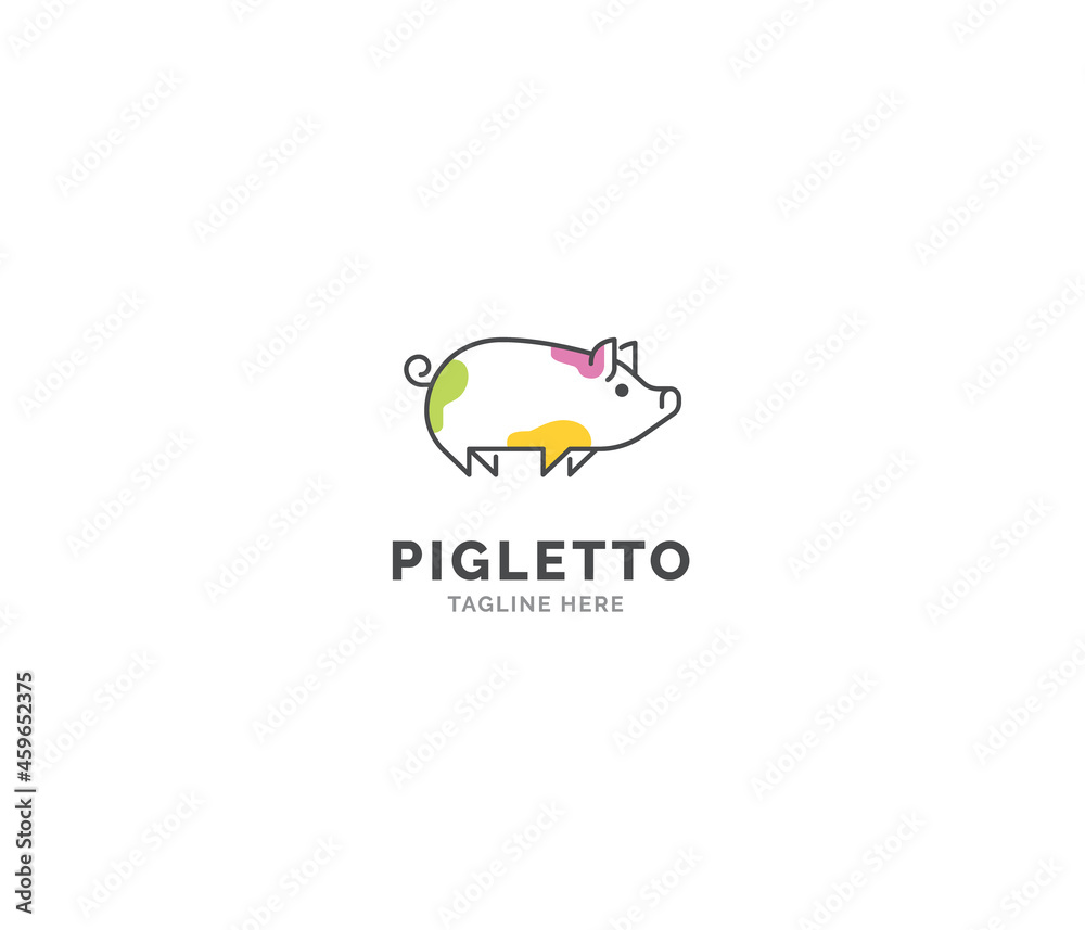 pig modern minimal line art vector logo design template isolated on white background