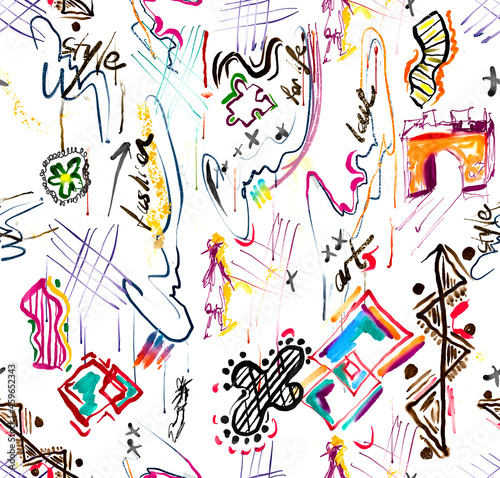 hand drawing scrible,trend textile print