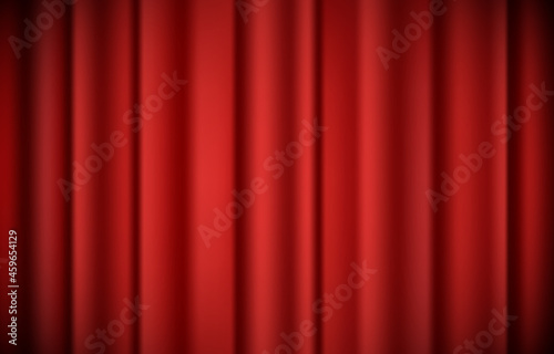 Red theater silk curtain abstract background. Vector