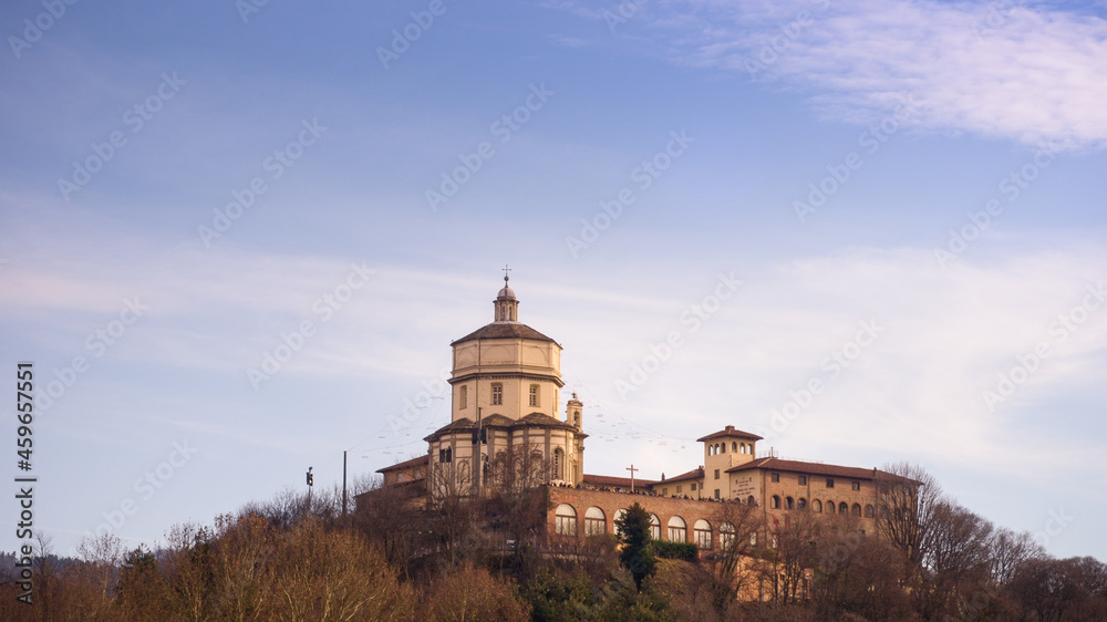 Turin, Italy - Feb 2017: Santa Maria del Monte dei Cappuccini church on the Turin hill