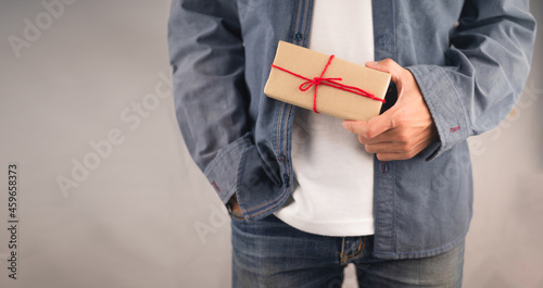 People holding gift box, new year gift box, Christmas gift box ,copy space. Christmas, hew year, birthday concept.