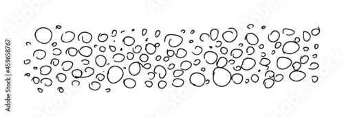 Fototapeta Naklejka Na Ścianę i Meble -  Doodle circles. Hand-drawn jagged thin little round shapes. Horizontal background texture isolated on white.