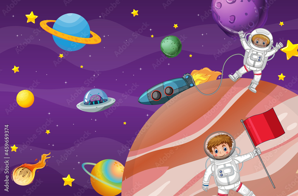 A space cartoon background scene A space cartoon background scene