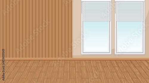 Empty room with window and wooden parquet floor