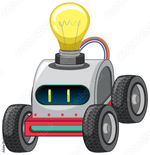 Vintage robot car toy with light bulb