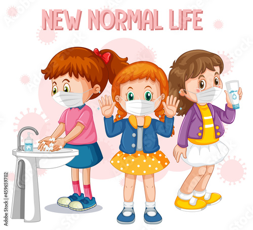 New Normal Life with children wearing mask