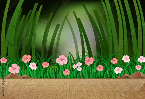 Empty nature landscape scene with blur background