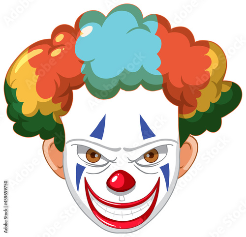 Creepy clown face on white background