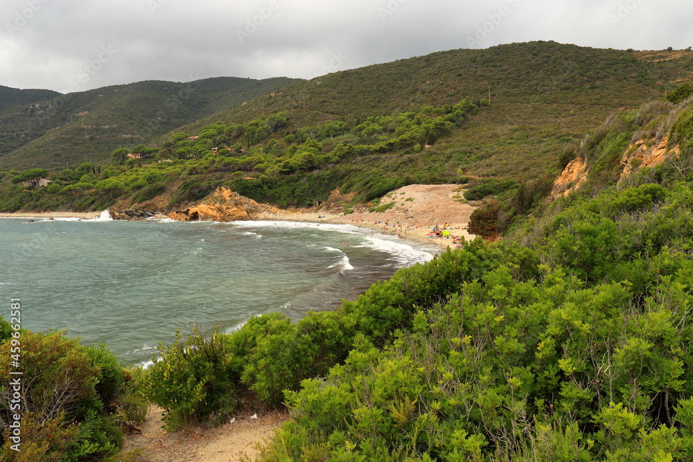 Veduta di una spiaggia dell'isola Elba vicino a Lacona. Veduta di una spiaggia dell'isola Elba vicino a Lacona.
