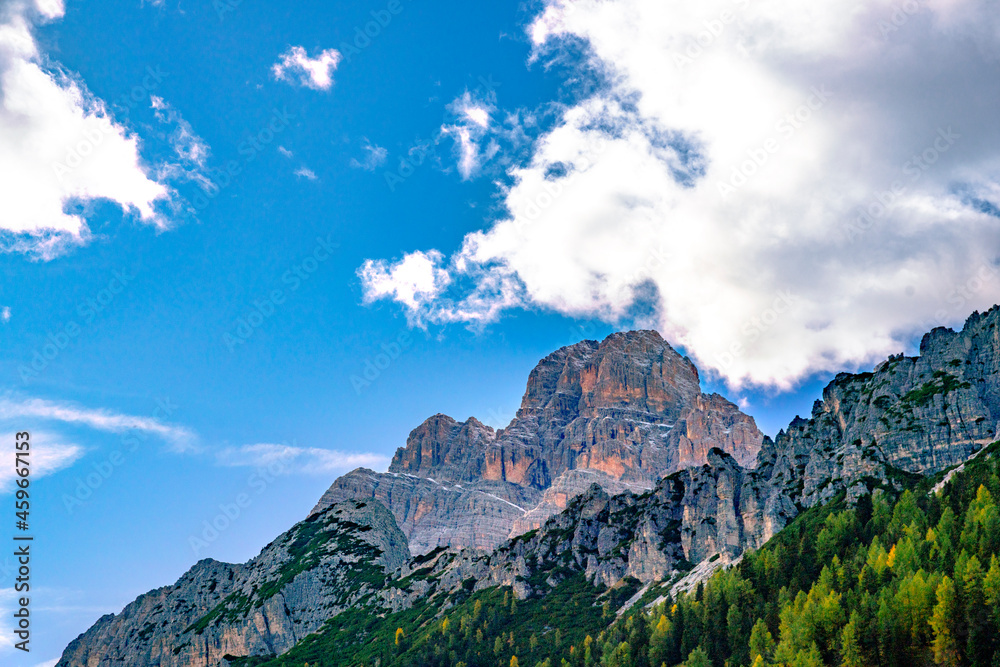 Beautiful cliffs and peaks of the Dolomites. Mountains