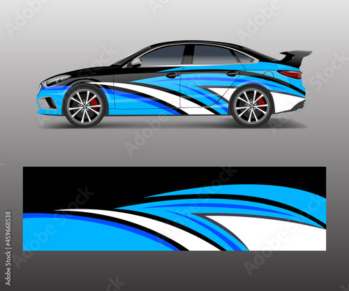 Racing car wrap. abstract strip shapes for Company car wrap  sticker  and decal template design vector