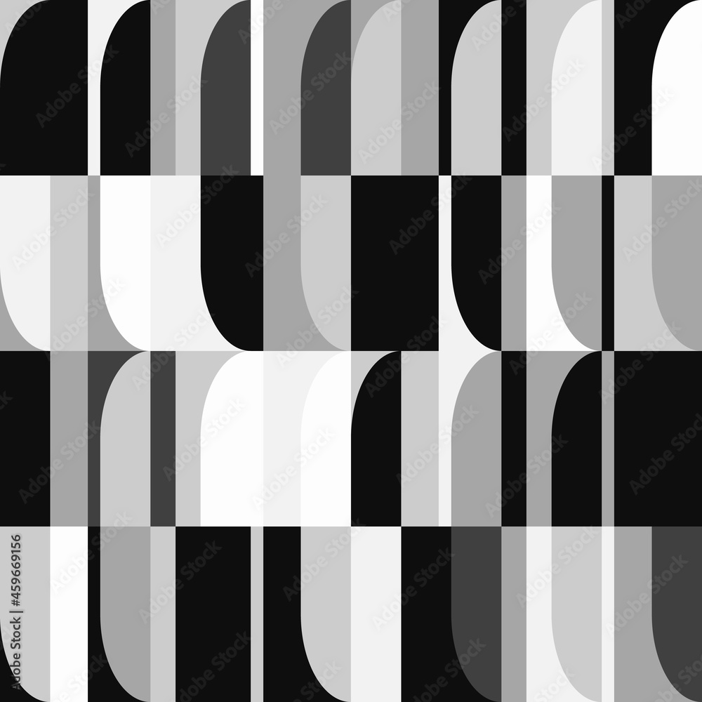 Mid-century geometric abstract vector seamless pattern with simple ...
