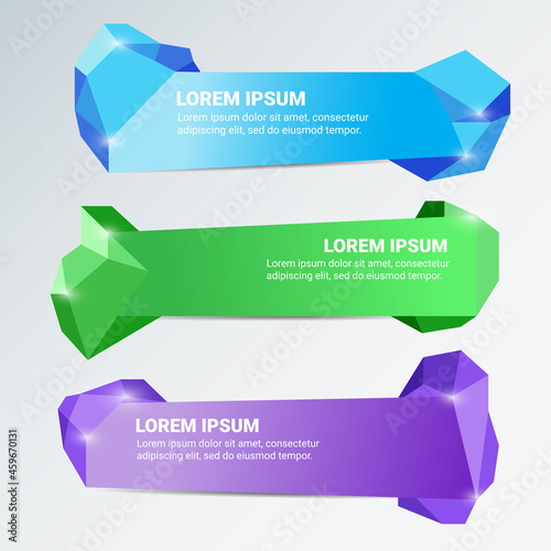 Set of vector abstract polygonal banners.