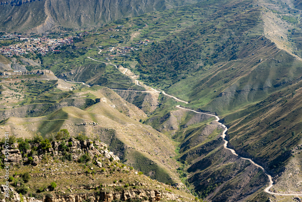 Aerial view of mountains in Dagestan