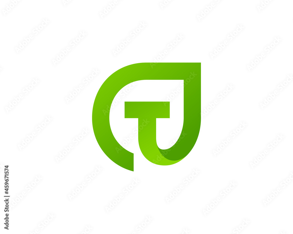Letter T with eco leaves logo icon design template elements Letter T with eco leaves logo icon design template elements