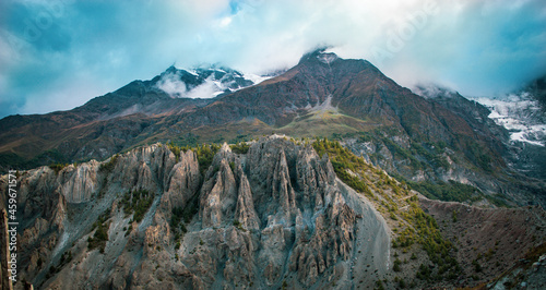 Beautiful landscape view of Mountains at Manang, Nepal .