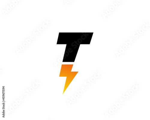 Letter T with lightning logo icon design template elements