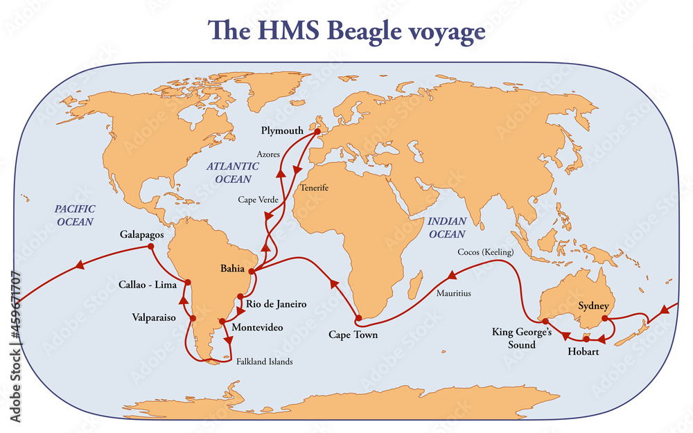 voyage of beagle map