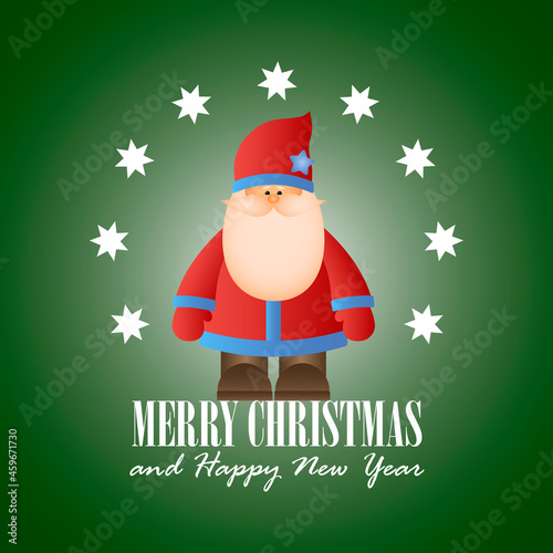 Santa Claus. Merry Christmas and New Year greeting card