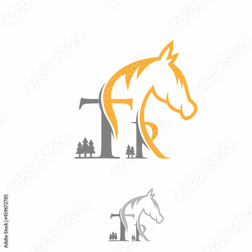 Lansdcape desing letter TR with horse