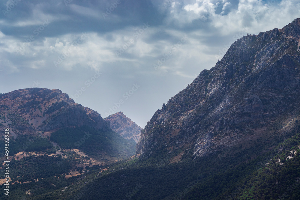 Fototapeta premium Great natural and wild landscape found after a long climb to a refuge located at a high altitude. Once there, these are the beautiful views.
