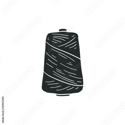 Thread Cone Icon Silhouette Illustration. Sewing Vector Graphic Pictogram Symbol Clip Art. Doodle Sketch Black Sign.