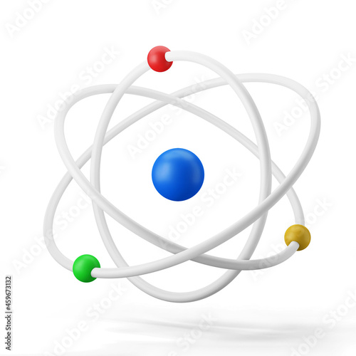 atom science class symbol 3d illustration icon isolated