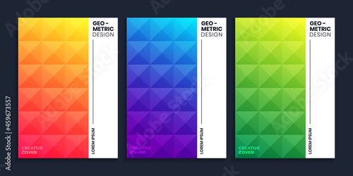 Geometric triangle pattern cover design with gradient background