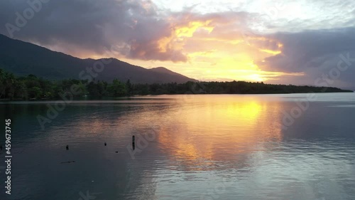 Most beautiful sunset reflecting over the sea. photo