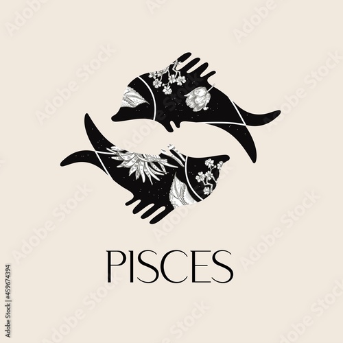 Zodiac sign Pisces. The symbol of the astrological horoscope.