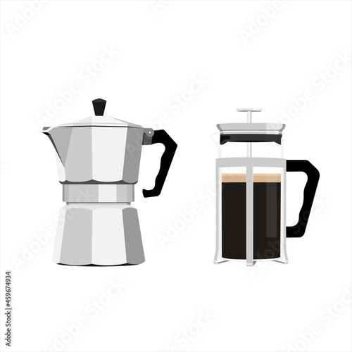 Italian coffee maker and french press coffee pot