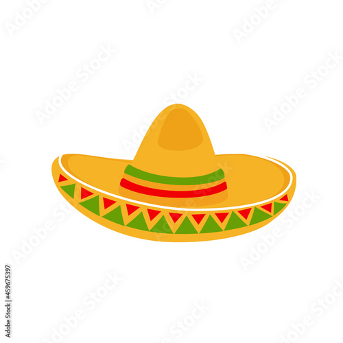 Mexican sombrero hat isolated on white background