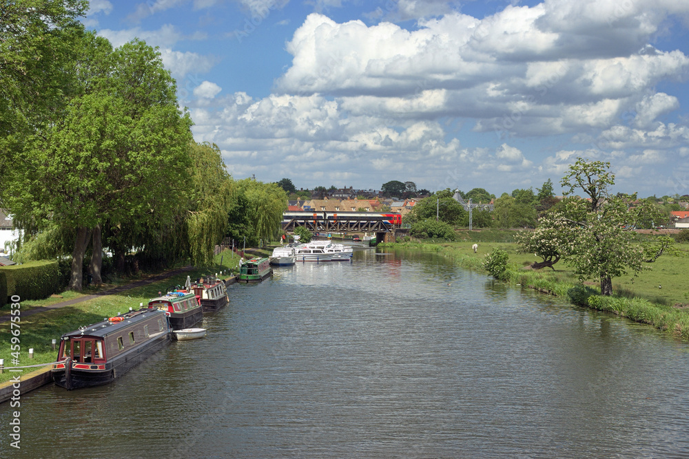 Fototapeta premium Ely, River Great Ouse, Narrowboats