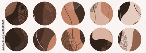 Social media highlight with abstract skin tone colors, hand painted shapes.	