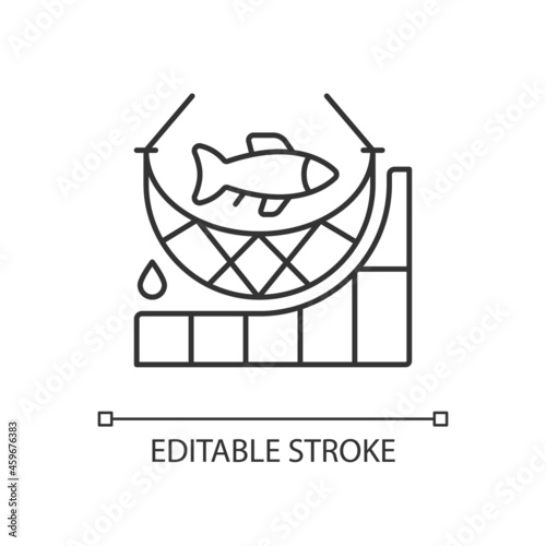 Total allowable catch linear icon. Maximum fish quantity. Rules and regulations. Thin line customizable illustration. Contour symbol. Vector isolated outline drawing. Editable stroke