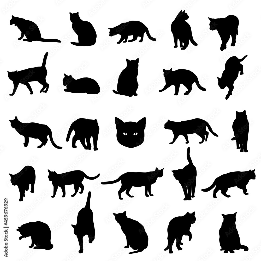 Fototapeta premium 猫のシルエットのイラストセット