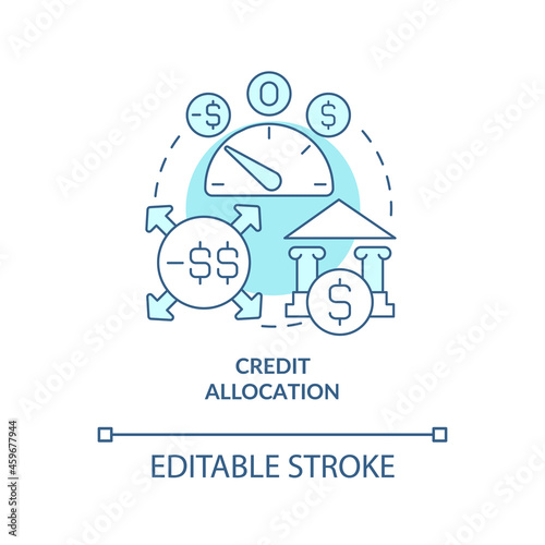 Credit allocation process concept icon. Business efficiency increasing. Credit granting abstract idea thin line illustration. Vector isolated outline color drawing. Editable stroke