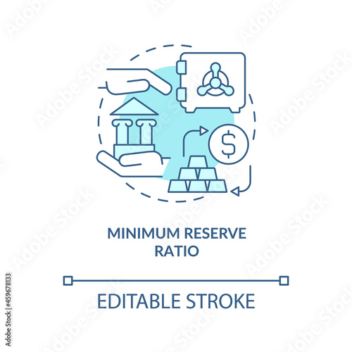 Reserve ratio minimization concept icon. Bank regulation system requirements. Monetary policy abstract idea thin line illustration. Vector isolated outline color drawing. Editable stroke