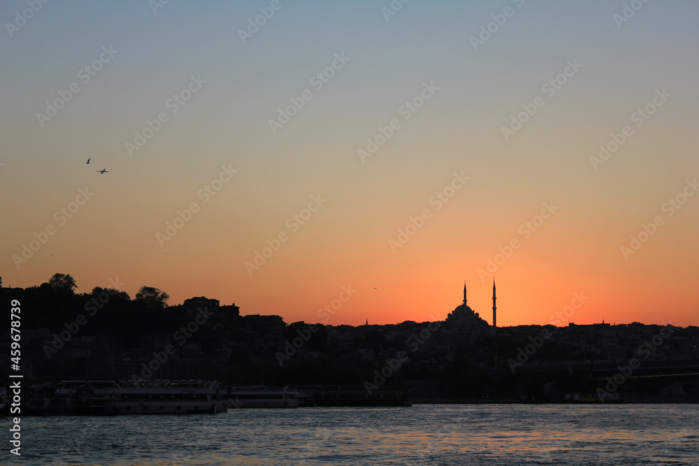 Eminonu, Süleymaniye and Golden Horn, sunset