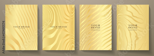 Modern elegant cover design set. Luxury fashionable background with gold line pattern. Elite premium vector template for menu, golden brochure, flyer layout a4, presentation