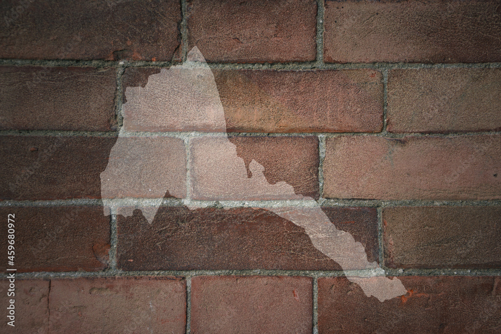 map of eritrea on a old brick wall